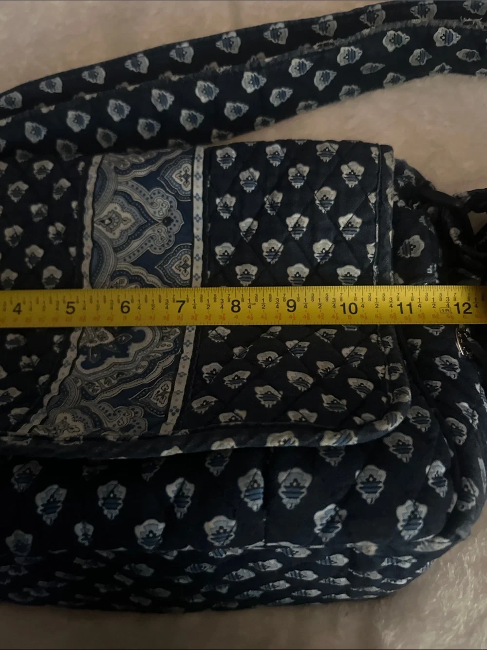 Vera Bradley Navy and Light Blue Quilted Crossbody Bag